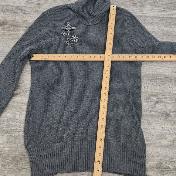 Inc International Concepts Sweater Size L Gray Turtleneck Tunic Bling stretch - Picture 7 of 9